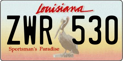 LA license plate ZWR530