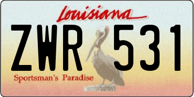 LA license plate ZWR531