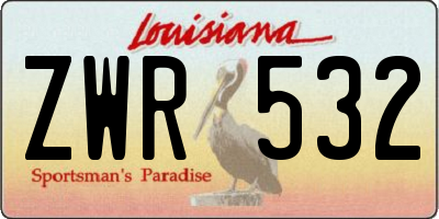 LA license plate ZWR532