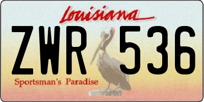 LA license plate ZWR536