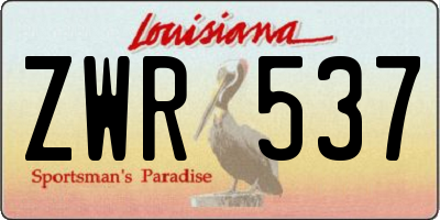 LA license plate ZWR537