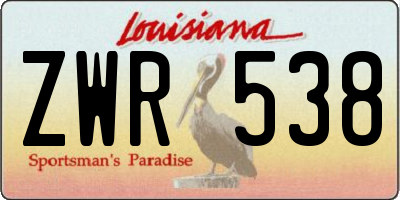 LA license plate ZWR538