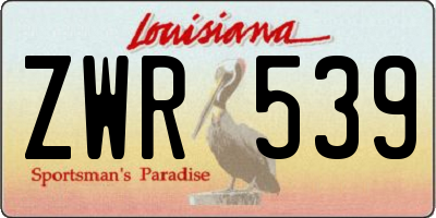 LA license plate ZWR539