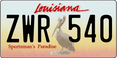 LA license plate ZWR540