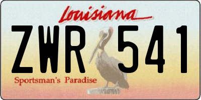 LA license plate ZWR541