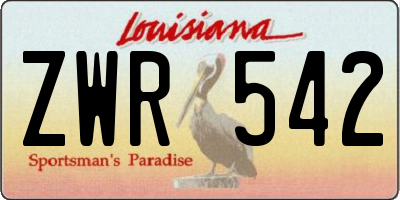 LA license plate ZWR542