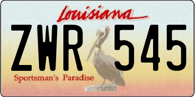 LA license plate ZWR545