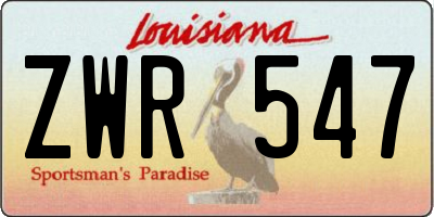 LA license plate ZWR547