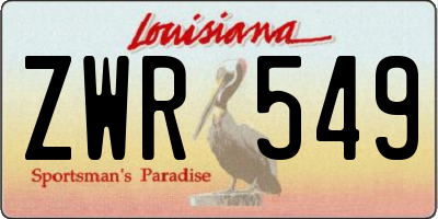 LA license plate ZWR549