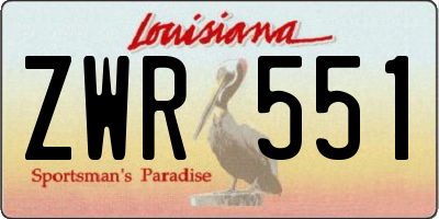 LA license plate ZWR551