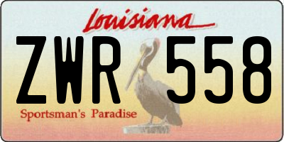 LA license plate ZWR558