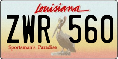 LA license plate ZWR560