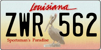 LA license plate ZWR562