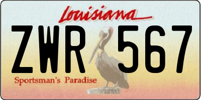 LA license plate ZWR567