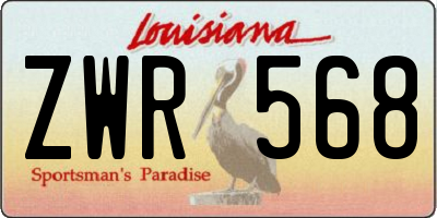 LA license plate ZWR568