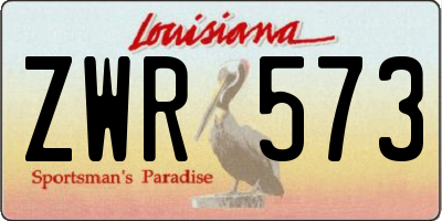 LA license plate ZWR573