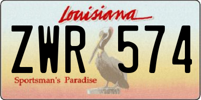 LA license plate ZWR574