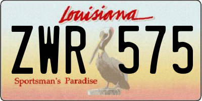 LA license plate ZWR575