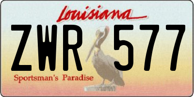 LA license plate ZWR577