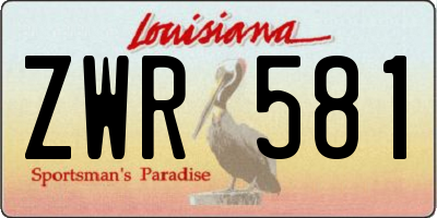 LA license plate ZWR581