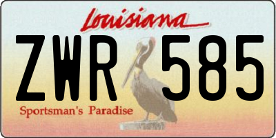 LA license plate ZWR585