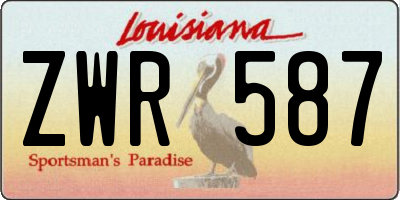 LA license plate ZWR587