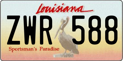 LA license plate ZWR588