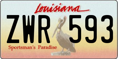 LA license plate ZWR593