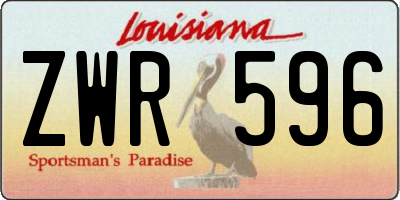 LA license plate ZWR596