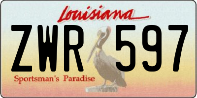 LA license plate ZWR597