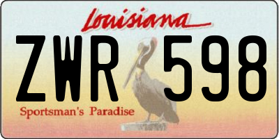 LA license plate ZWR598