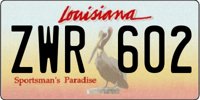 LA license plate ZWR602