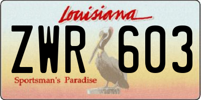 LA license plate ZWR603