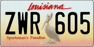 LA license plate ZWR605