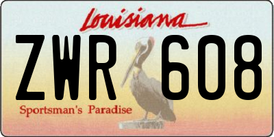 LA license plate ZWR608