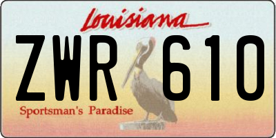 LA license plate ZWR610