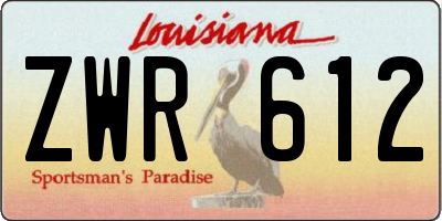 LA license plate ZWR612