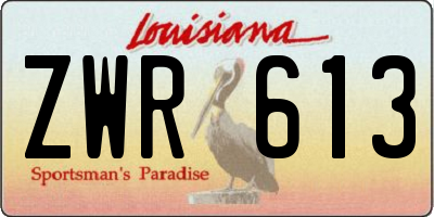 LA license plate ZWR613