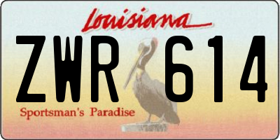 LA license plate ZWR614