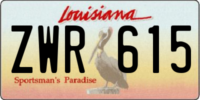 LA license plate ZWR615