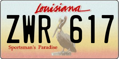 LA license plate ZWR617