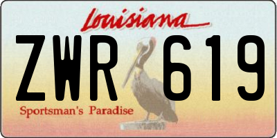 LA license plate ZWR619