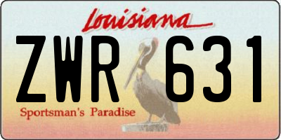 LA license plate ZWR631