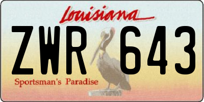 LA license plate ZWR643