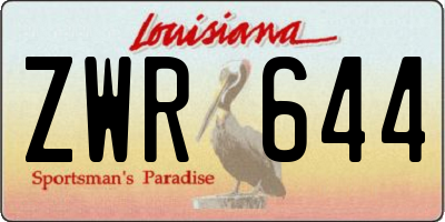 LA license plate ZWR644