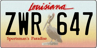 LA license plate ZWR647