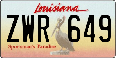 LA license plate ZWR649