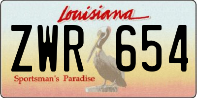 LA license plate ZWR654