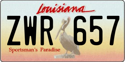 LA license plate ZWR657