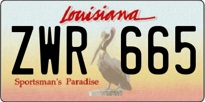 LA license plate ZWR665